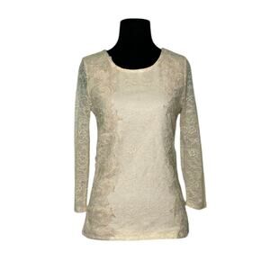 Sunday in Brooklyn cream lace 3/4 sleeves blouse size XS